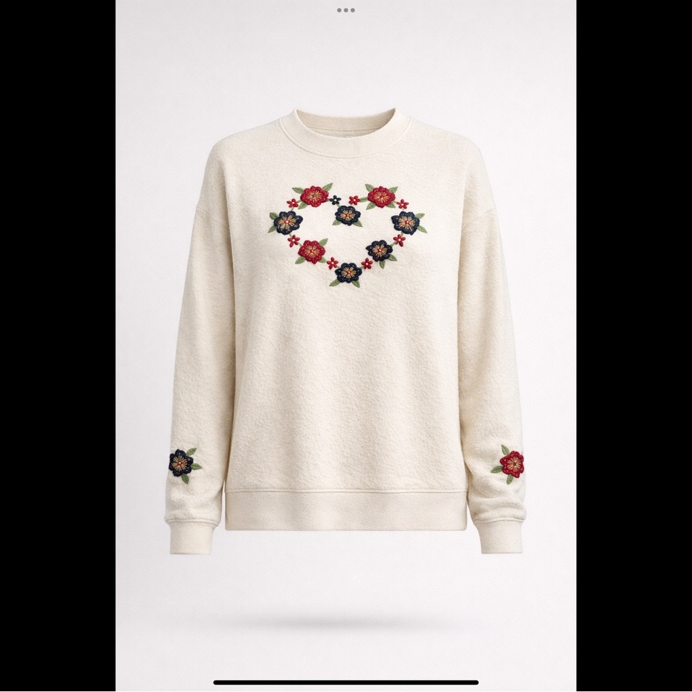 Bonworth Embroidered Floral Sweater Women’s XL Grannycore Cottagecore